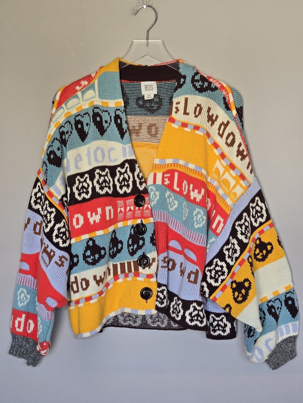 Urban Outfitters UO BDG Shae Slouchy Slow Down Cardigan Patchwork Sweater S - Picture 5 of 14